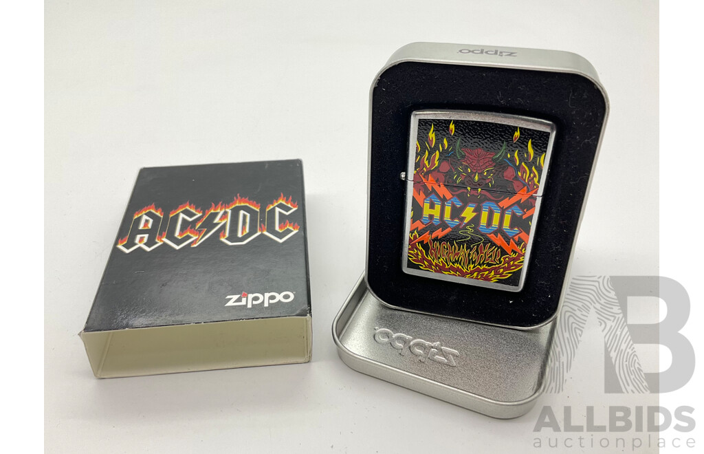 Zippo Lighter in Original Steel Case, AC/DC HIghway to Hell, Made in USA