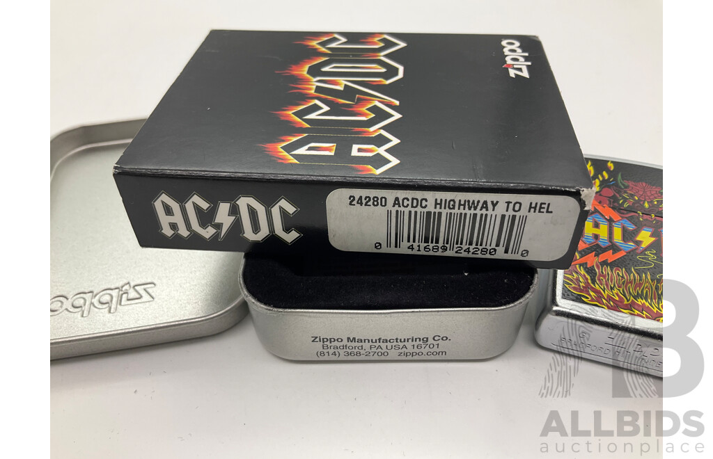 Zippo Lighter in Original Steel Case, AC/DC HIghway to Hell, Made in USA