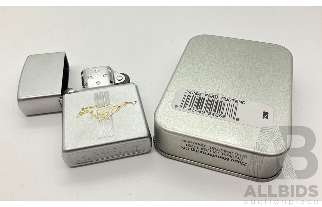 Zippo Lighter in Original Case, Ford Mustang, Made in USA