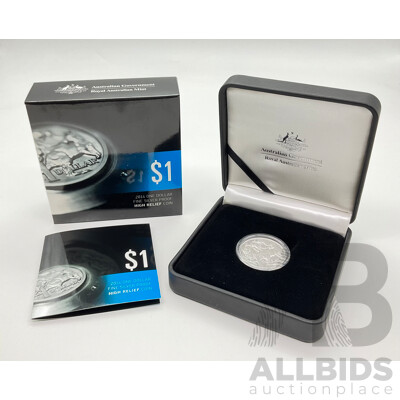 Australian RAM 2014 One Dollar Silver Proof High Relief Coin .999