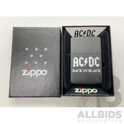 Zippo Lighter in Original Case, AC/DC Back in Black, Made in USA