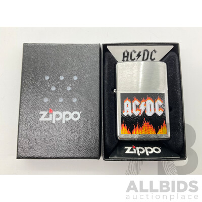 Zippo Lighter in Original Case, AC/DC Flames, Made in USA