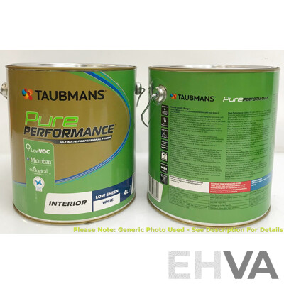 TAUBMANS Pure Performance Low Sheen White for Interior 4L - Lot of 5