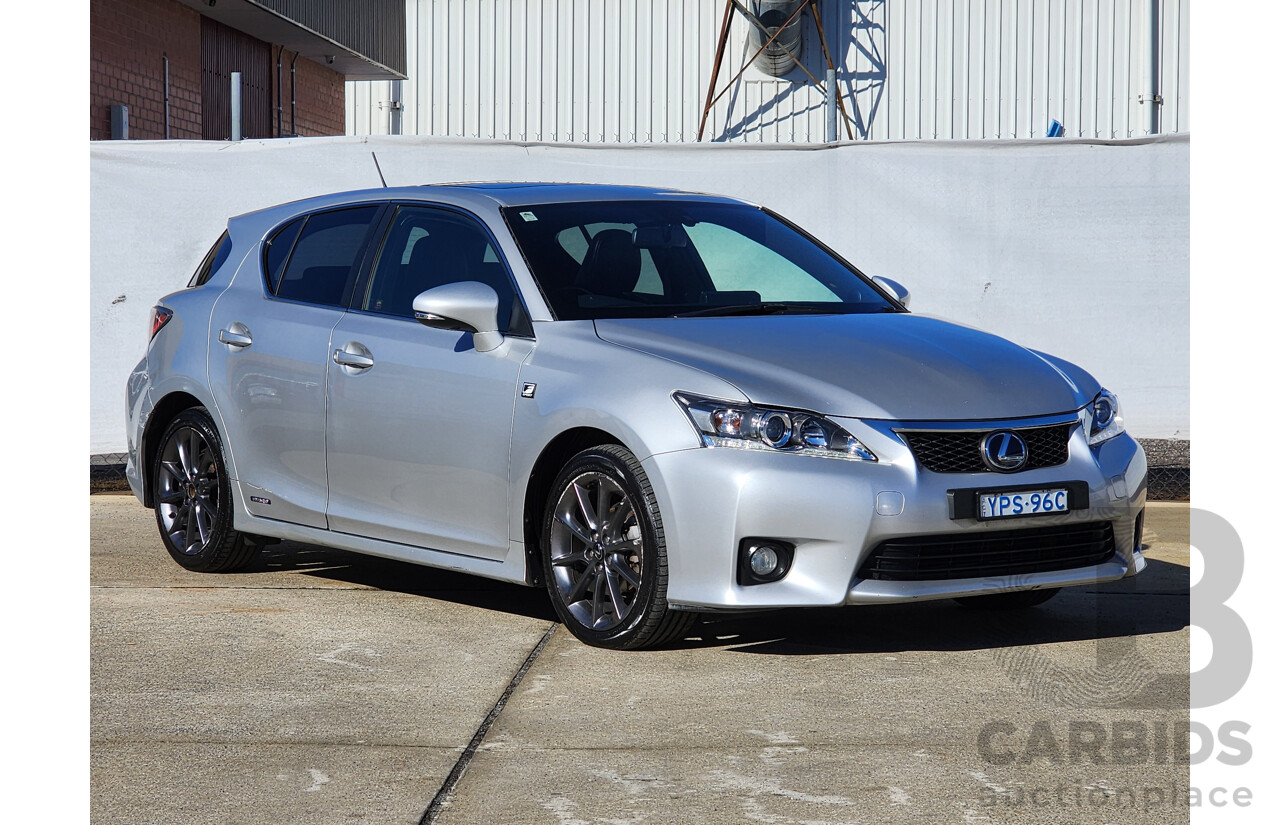 03/2011 Lexus CT 200H. Hybrid F SPORT FWD ZWA10R 5D Hatchback Silver 1.8L