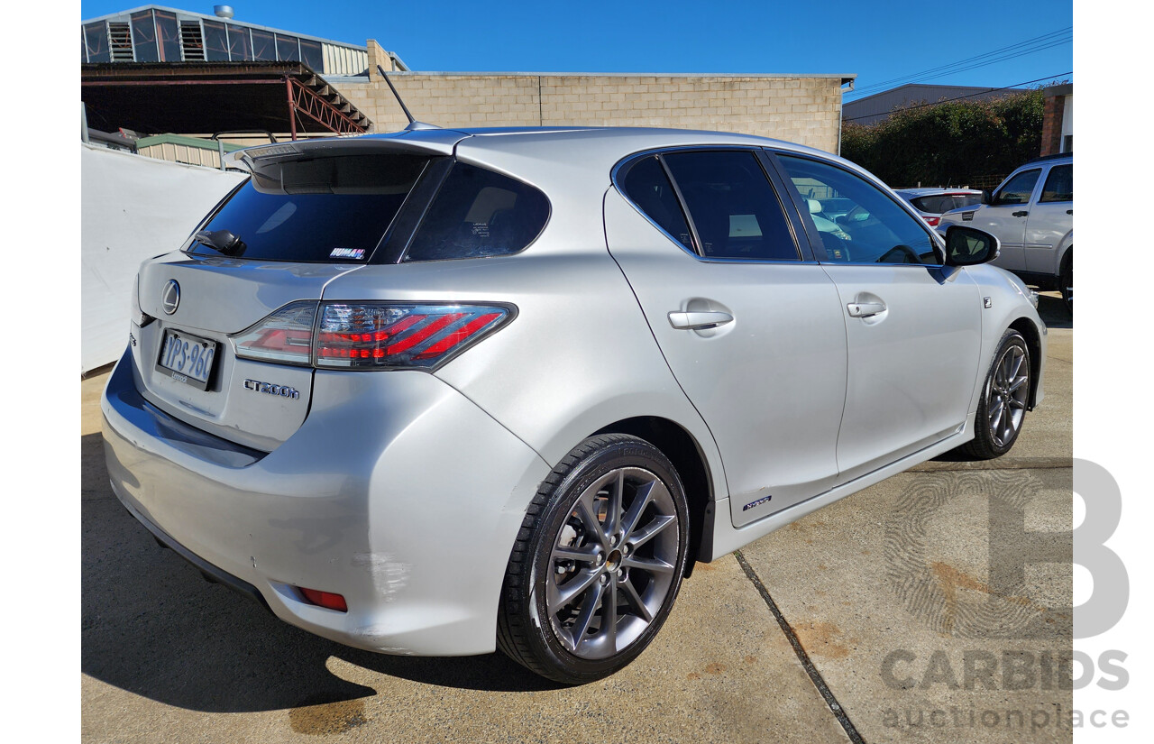 03/2011 Lexus CT 200H. Hybrid F SPORT FWD ZWA10R 5D Hatchback Silver 1.8L