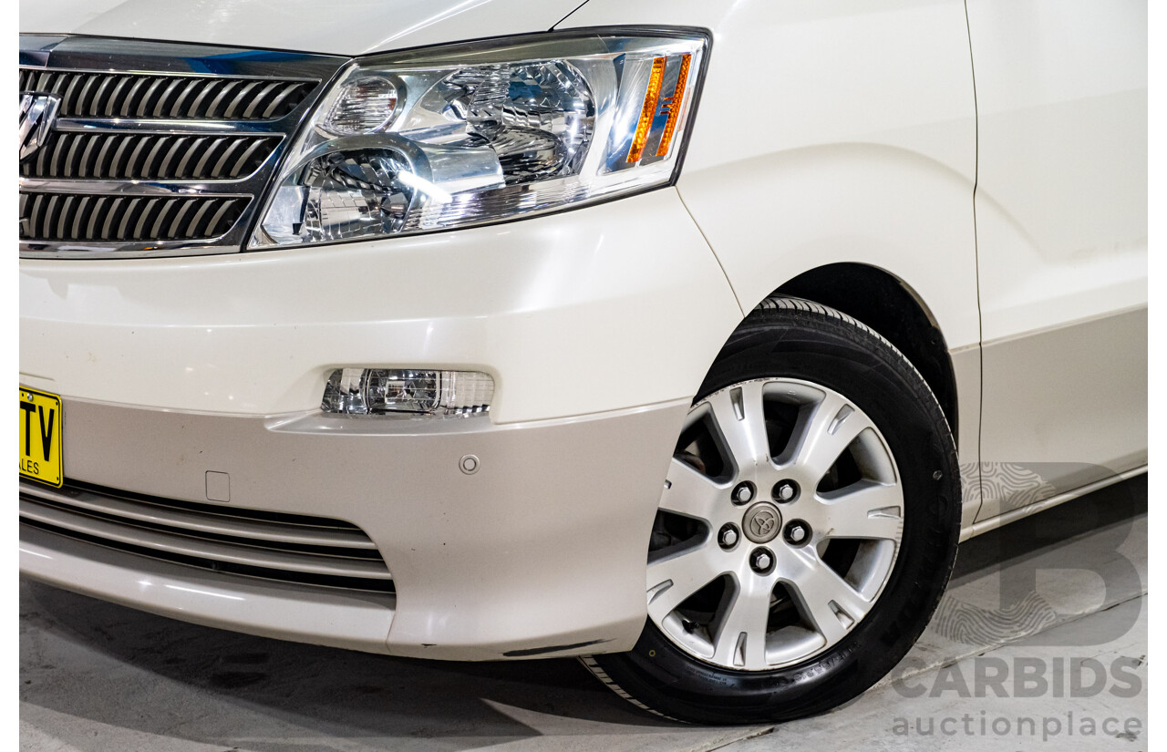 08/2003 Toyota Alphard G MZ (4x4) MNH15W 4d Van White V6 3.0L - 6 Seater - 05/2020 Used Import