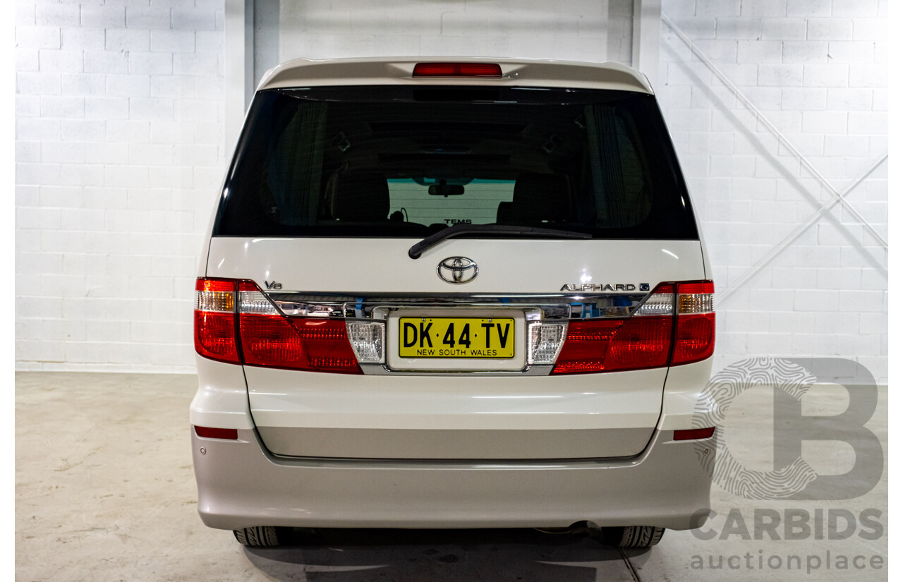 08/2003 Toyota Alphard G MZ (4x4) MNH15W 4d Van White V6 3.0L - 6 Seater - 05/2020 Used Import