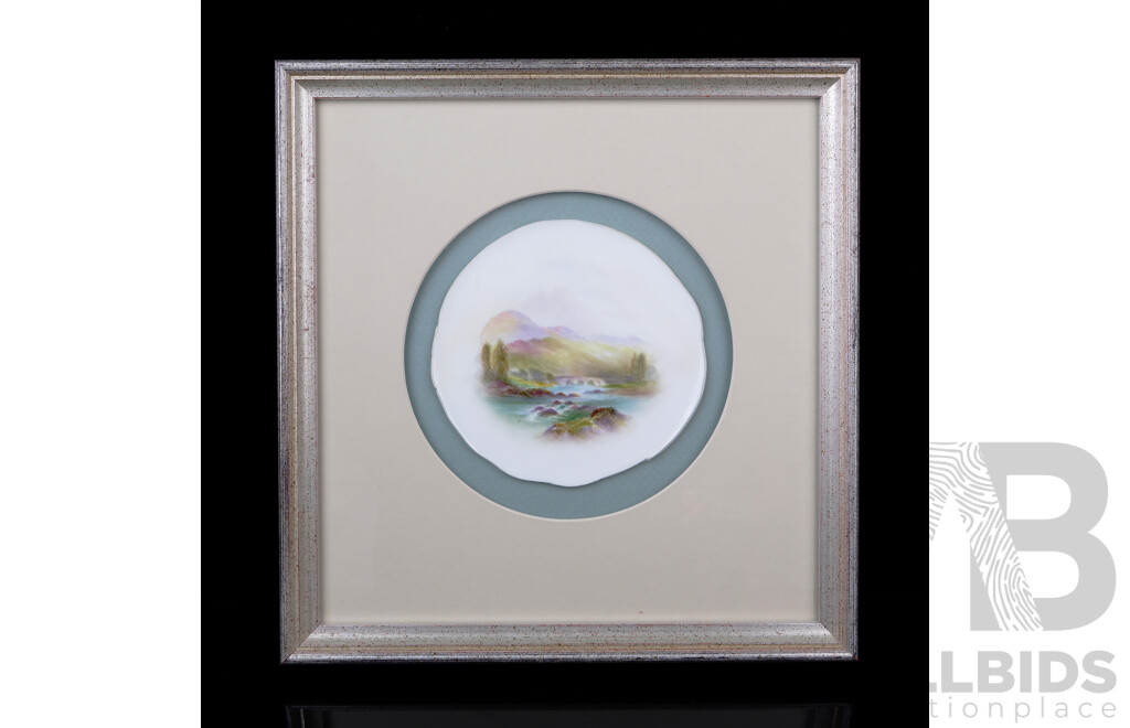 Framed Antique Royal Worcester Hand Painted Porcelain Plate Base