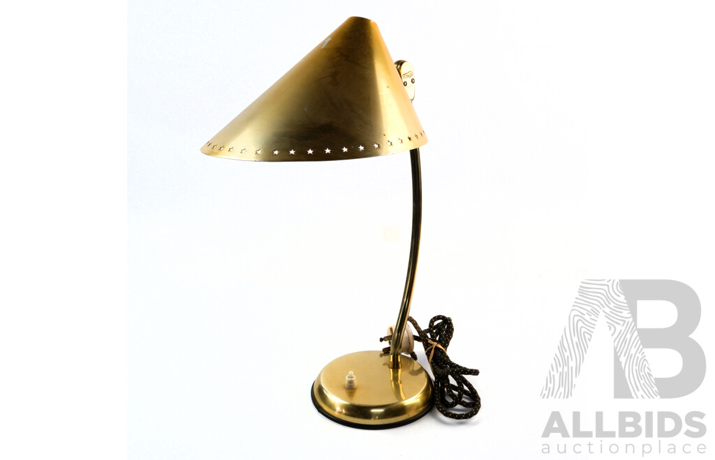 Vintage Anodized Aluminium Desk Lamp with Star Cut Outs to Rim by RiteLite