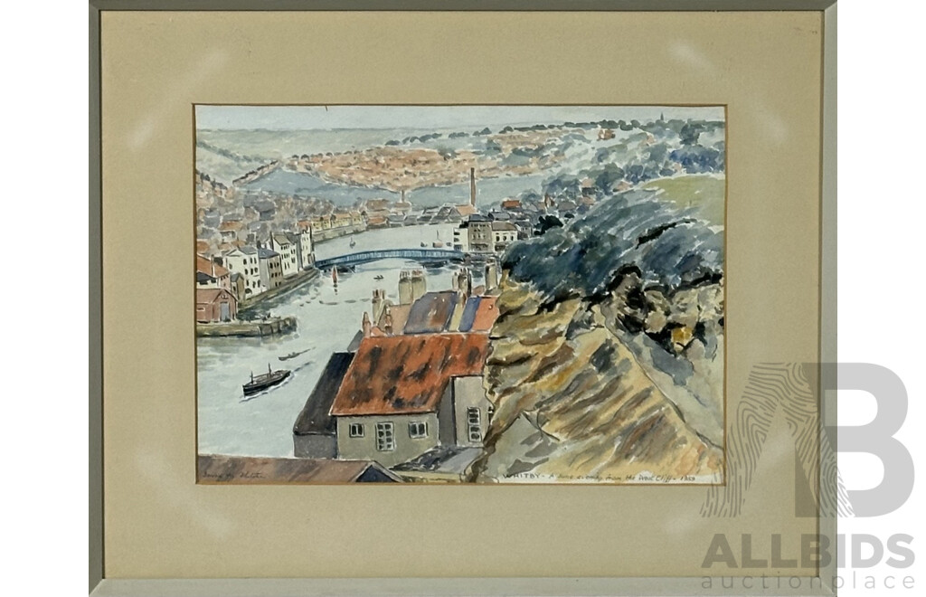 Irene M. Fletcher (20th Century), Whitby - A June Evening From the West Cliff 1959, Watercolour