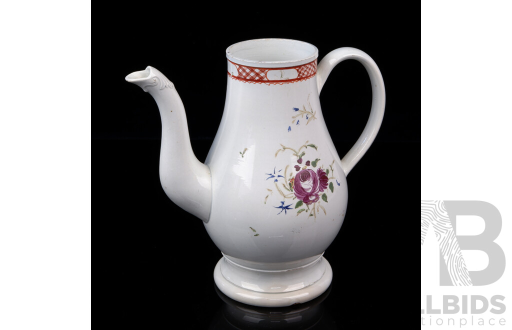 Antique English Porcelain Teapot by New Hall, Circa 18th Century