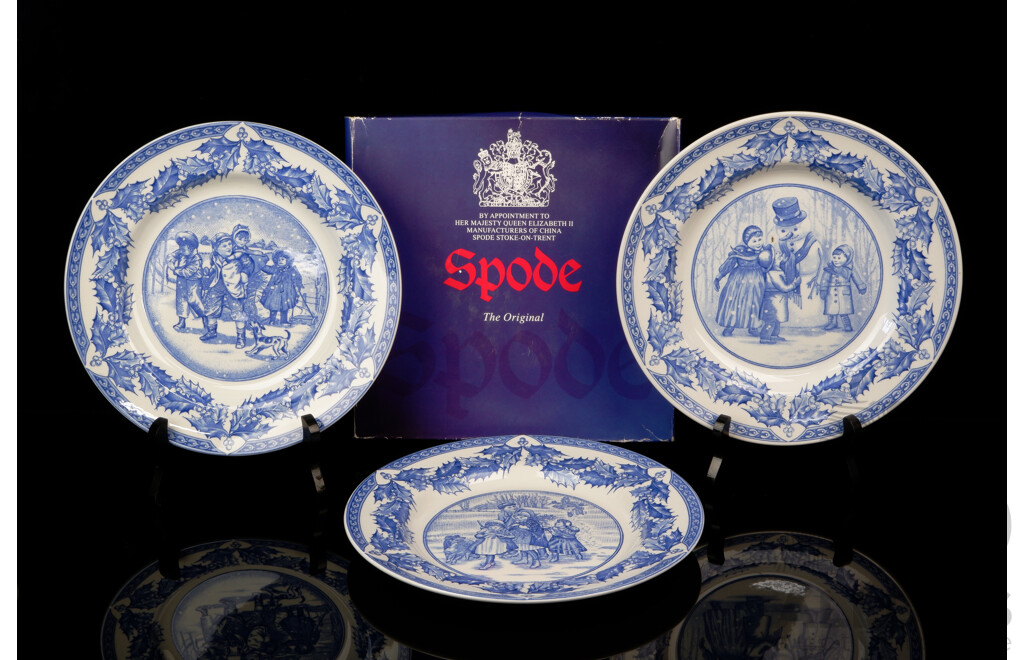 Three Spode Porcelain Plates in the Victorian Children Series in Box