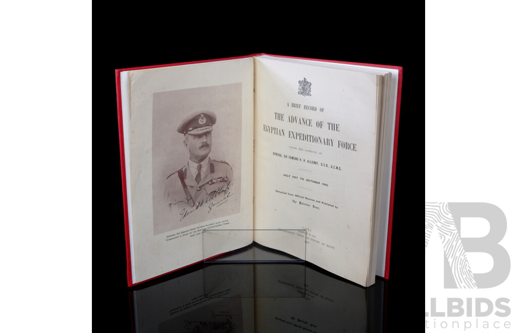 First Edition, A Brief Record of the Advance of the Egyptian Expeditionary Force Etc, Government Press and Survey of Egypt, 1919, Rebound Hardcover