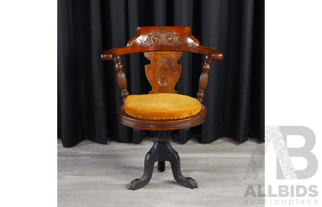 Victorian Mahogany Captains Chair with Cast Iron Base