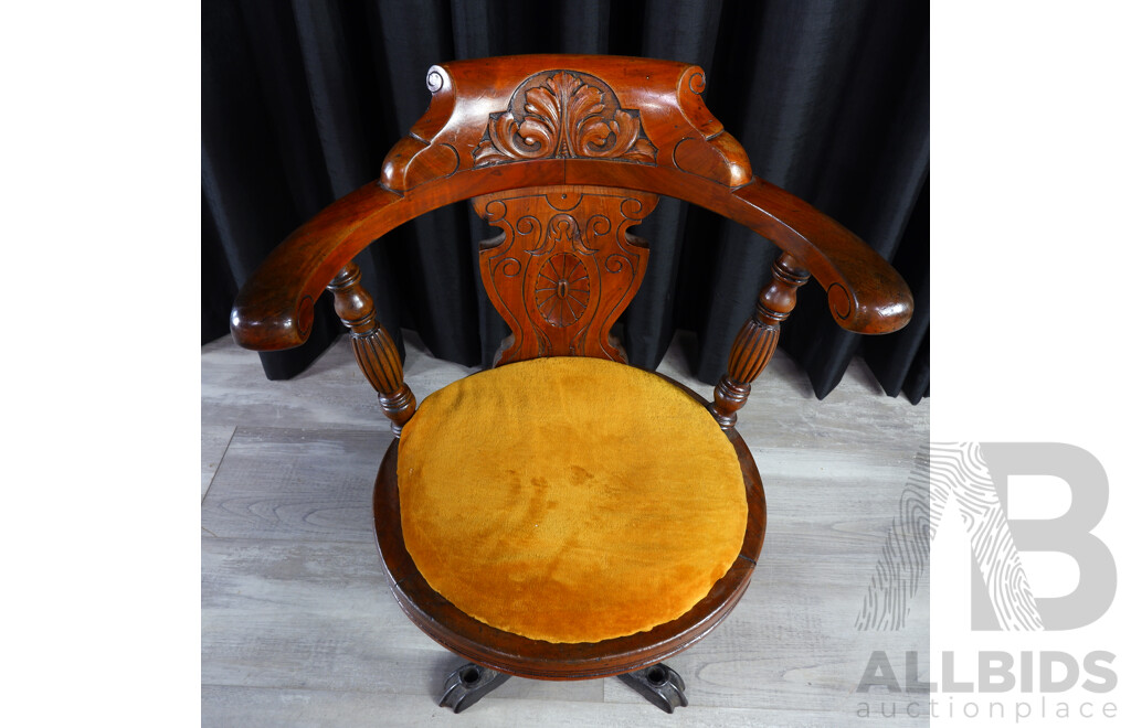 Victorian Mahogany Captains Chair with Cast Iron Base