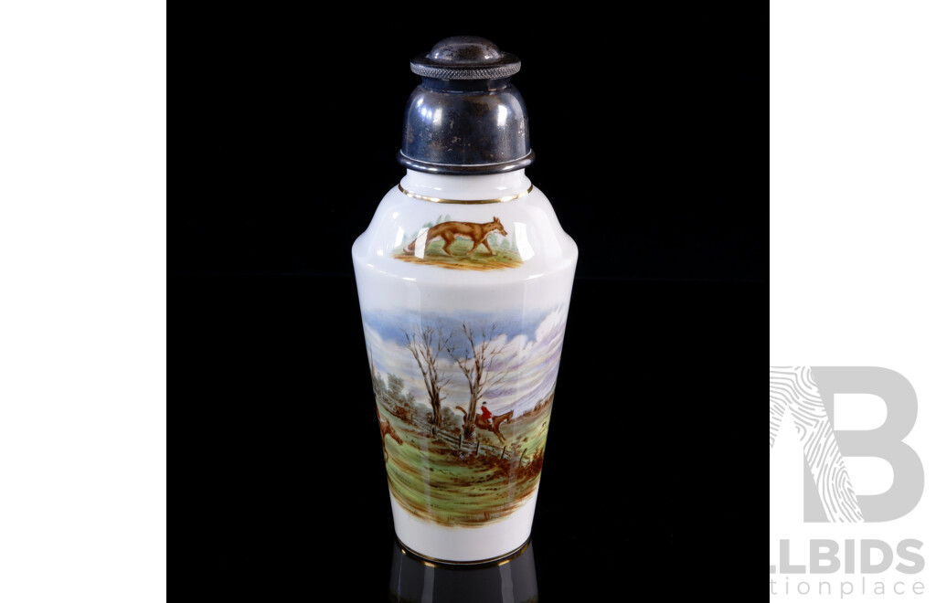 Antique Copeland Spode Porcelain Cocktail Shaker with Hunting Theme