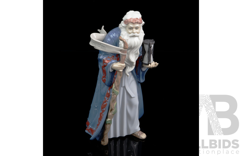 Large Spanish Lladro Porcelain Figure, Father Time, Inspiration Millennium, in Original Box