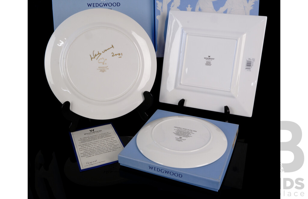 Collection Wedgwood Porcelain Display Plates in Original Boxes Including Limited Edition of 200 Australian Centenary of Federation Example and More