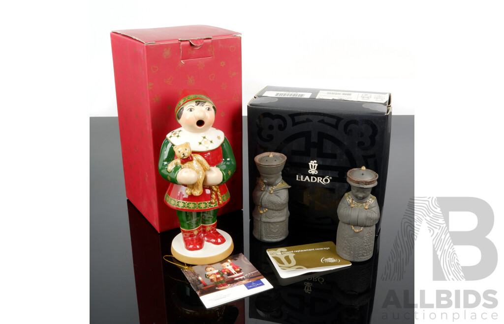 Lladro Chinese Themed Salt and Pepper Shakers Along with Villeroy & Boch Nostalgic Light, All in Original Boxes