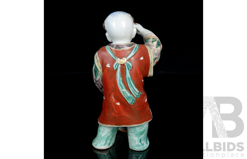 Antique Japanese Kutani Ware Porcelain Hand Painted Drummer Boy Figure