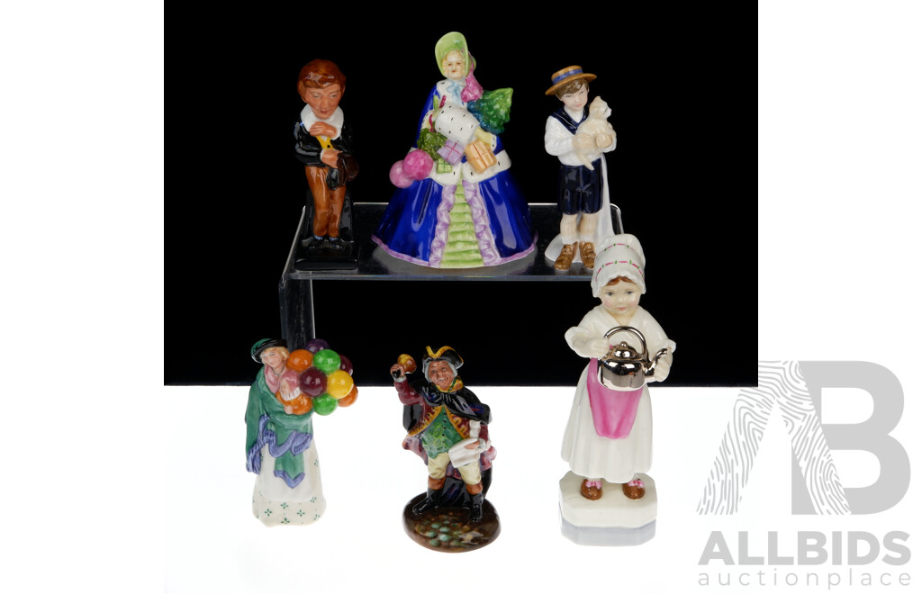 Collection Six Royal Doulton and Royal Worcester Porcelain Figures