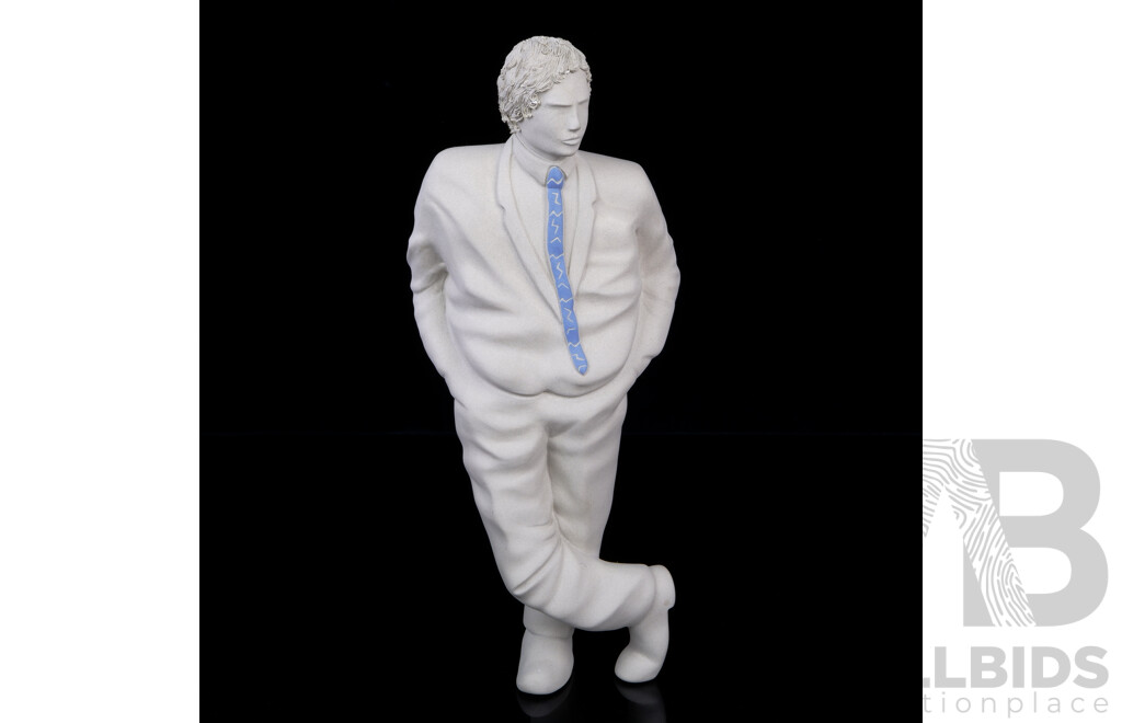 Retro 1980s Italian Limited Edition 83 of 300 Gentleman Statue in Unglazed Ceramic