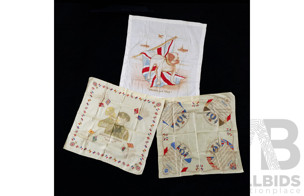 Collection Three WWI Patriotic Hanker Chiefs