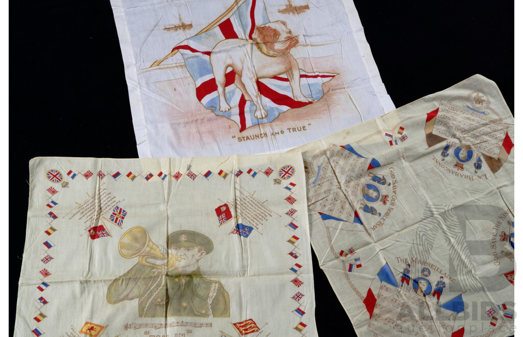 Collection Three WWI Patriotic Hanker Chiefs