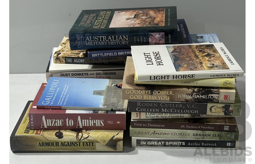 Large Collection Books Relating to Australia's WWI Involvement Including Gallipoli and More