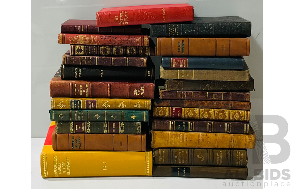 Collection Antique and Fine Binding Books, Mostly Late 1700s & 1800s Travel, Biography, Wives of England, Memoirs and More