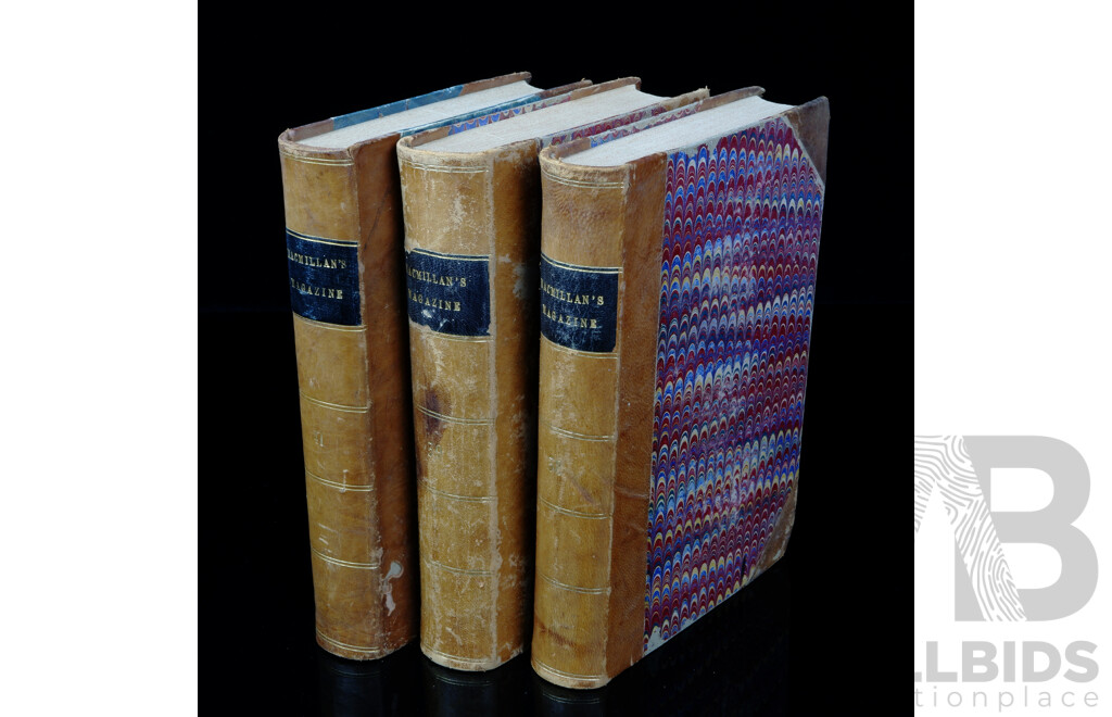 Macmillans Magazine, 1878, Three Volumes, Quarter Leather Bound Hardcovers