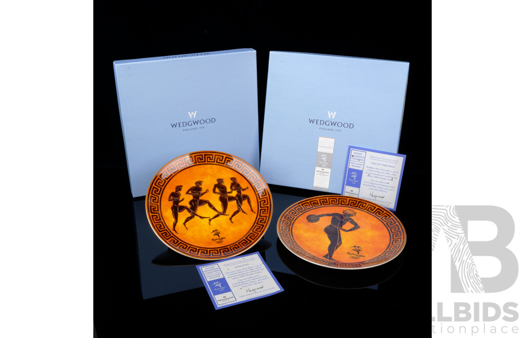 Two Limited Edition of 2000 Wedgwood Sydney 2000 Olympic Millennium Collection Plates  From the Grecian Collection, Athletes & Discus Thrower