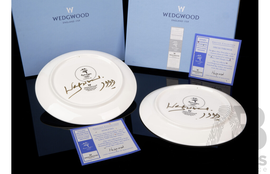 Two Limited Edition of 2000 Wedgwood Sydney 2000 Olympic Millennium Collection Plates  From the Grecian Collection, Athletes & Discus Thrower