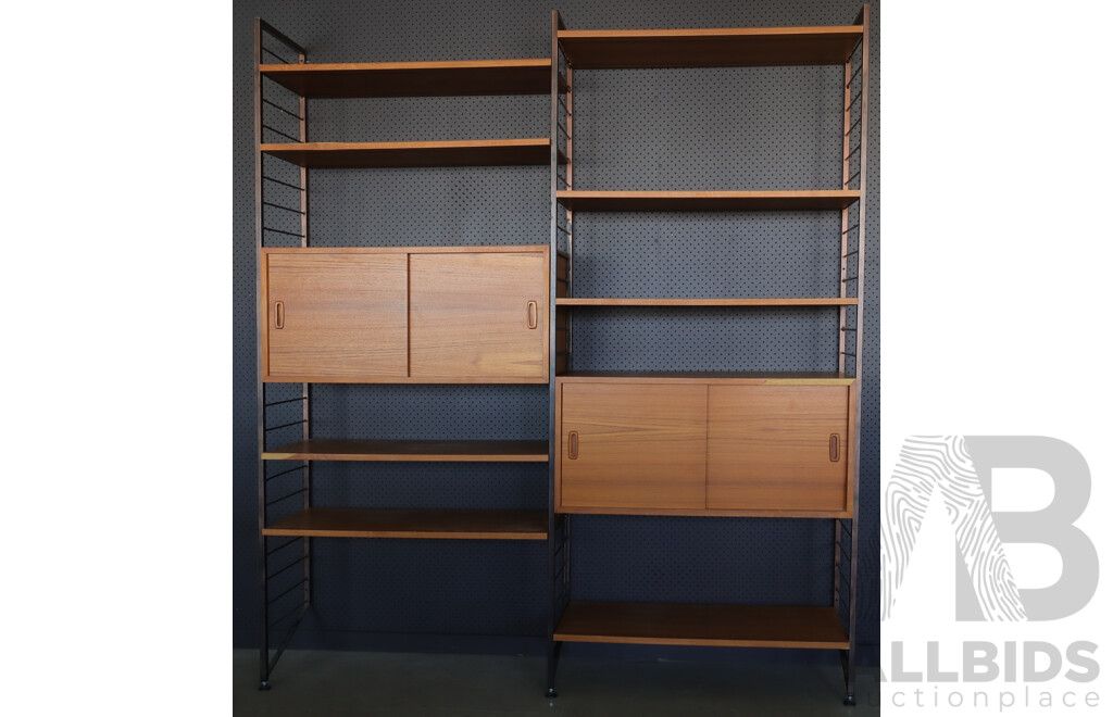 Extensive Two Bay Danish Ladderax Shelving System