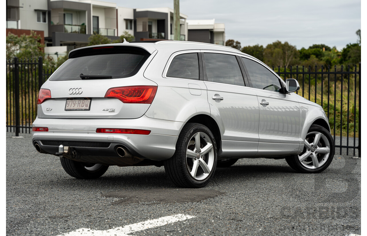 6/2010 Audi Q7 4.2 TDI Quattro (AWD) S-Line Package MY10 Upgrade 4d Wagon Ice Silver Metallic Turbo Diesel V8 4.2L - 7 Seater