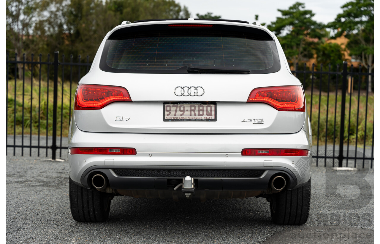 6/2010 Audi Q7 4.2 TDI Quattro (AWD) S-Line Package MY10 Upgrade 4d Wagon Ice Silver Metallic Turbo Diesel V8 4.2L - 7 Seater