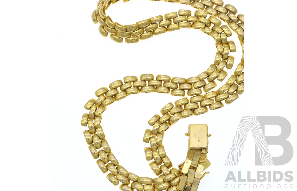 14ct Three Row Linked Chain, 9mm Wide, 50cm, with Hidden Box Clasp & Double Latch Security, 60.09 Grams