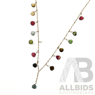 14ct Yellow Gold Tourmaline Necklace, 50cm Long, 9.71 Grams