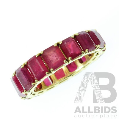 14ct Natural Ruby Full Hoop Ring, Est.23.55ct, Size Z, 16.09 Grams