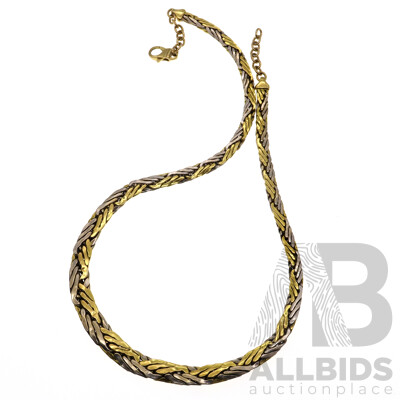 18ct White & Yellow Gold Fancy Link Snake Chain with Extender, 50cm, 34.33 Grams