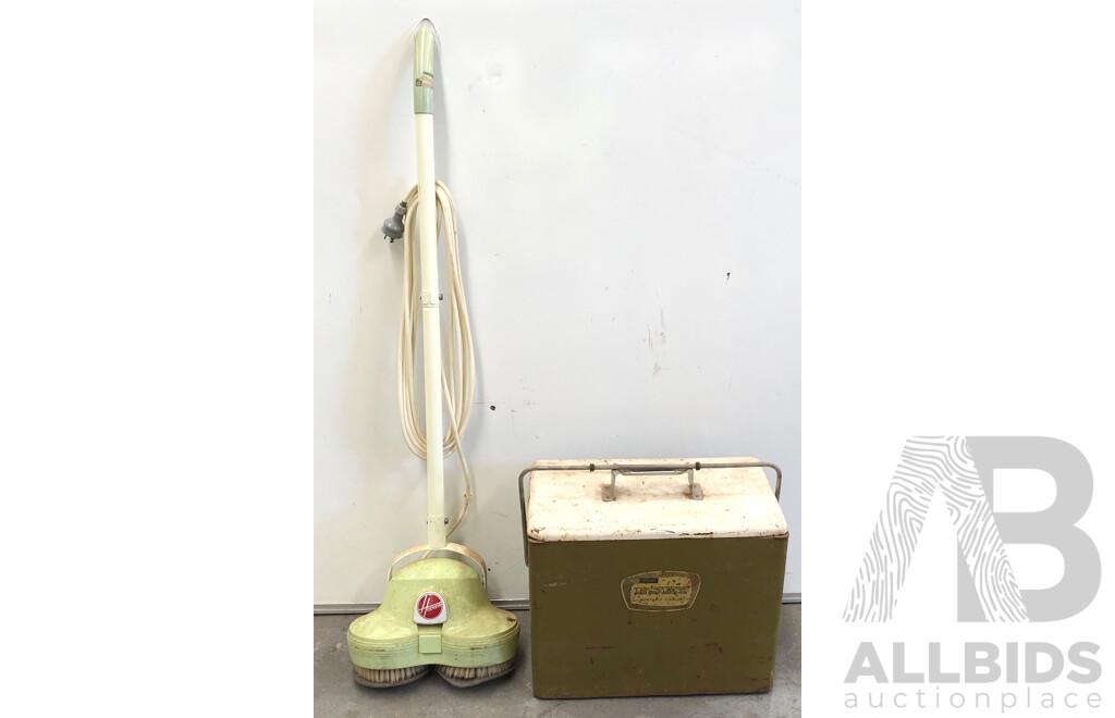 Vintage Metal Esky by Malleys and Vintage Hoover Floor Polisher