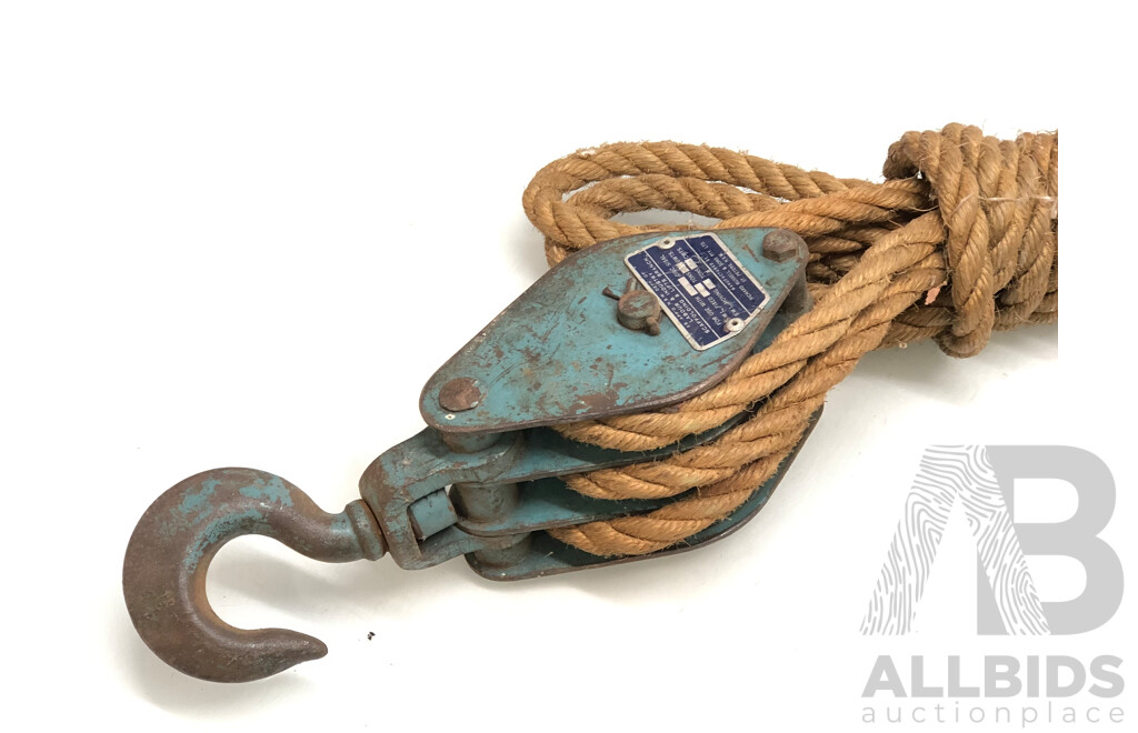 2 X Rope Lift Block and Tackle