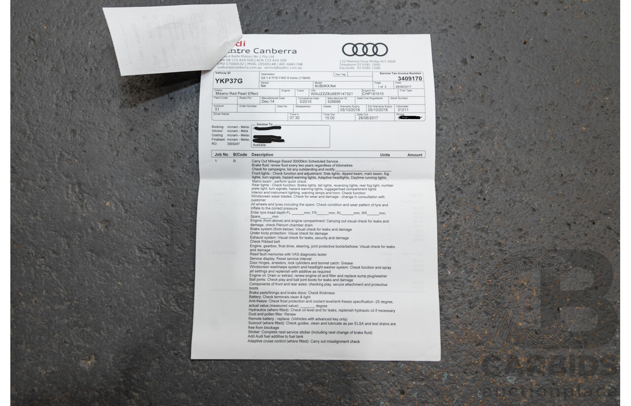 3/2015 Audi Q3 1.4 TFSI 8U MY15 4d Wagon Misano Red Turbo 1.4L