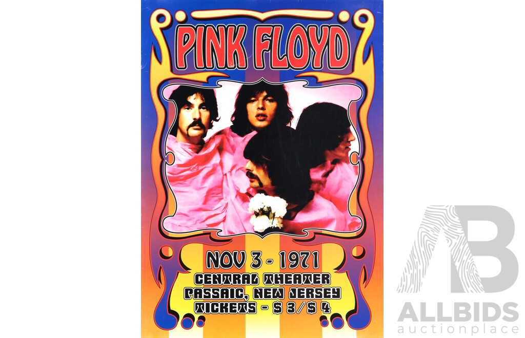 Martin Sharp, (20th Century, Australian, 1942-2013), Pair of Plate Signed Prints From Edition of 9800, Cream, Alongside Reproduction Pink Floyd Concert Poster, New Jersey 1973 (3)