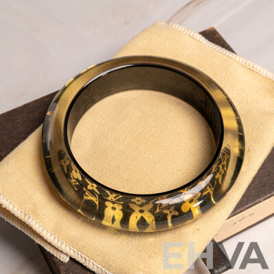Louis Vuitton Inclusion Black & Gold Resin Bangle, Vintage, 19mm Wide, 66mm Internal Diameter
