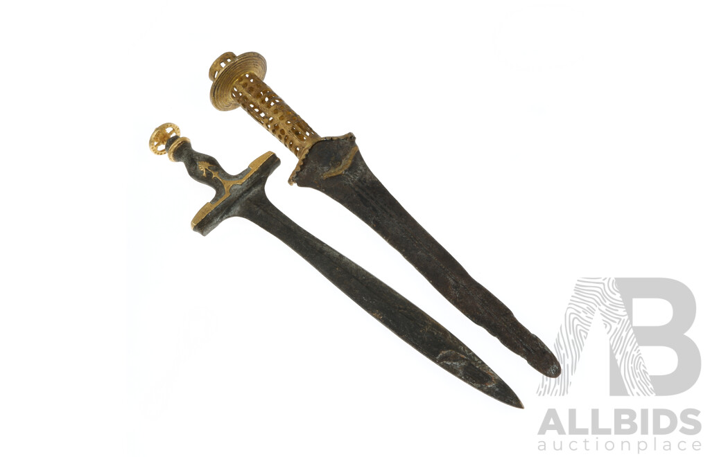 Two Iron and Brass Replicas of Ancient Mediterranean Swords