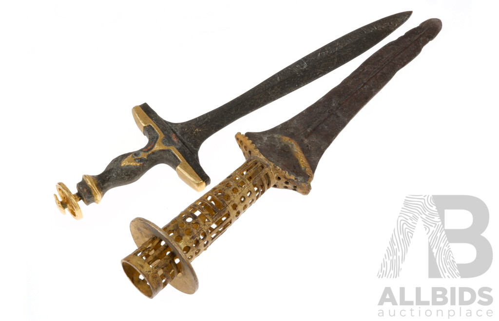 Two Iron and Brass Replicas of Ancient Mediterranean Swords