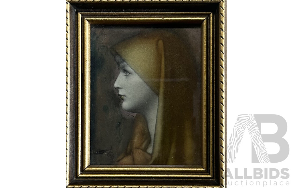 Collection of Five Embellished Miniatures of the Original Oils, Includes Vermeer's Girl with Pearl Earring and Henner's Fabiola, 12 x 11 cm (larger Frame) (5)