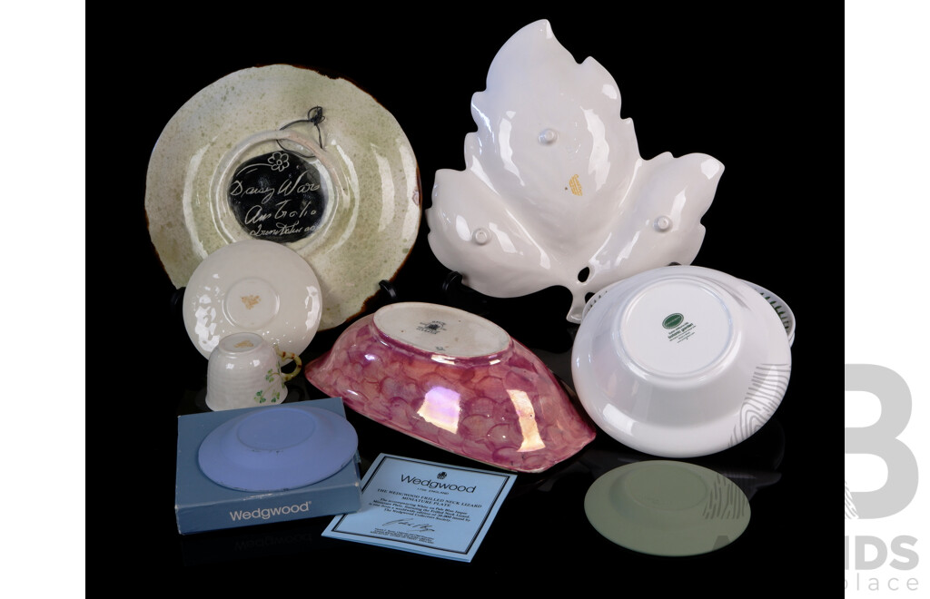 Collection Quality Porcelain Pieces Including Belleek Duo, Wedgwood Jasperware, Portmeirion, Daisy Ware and More