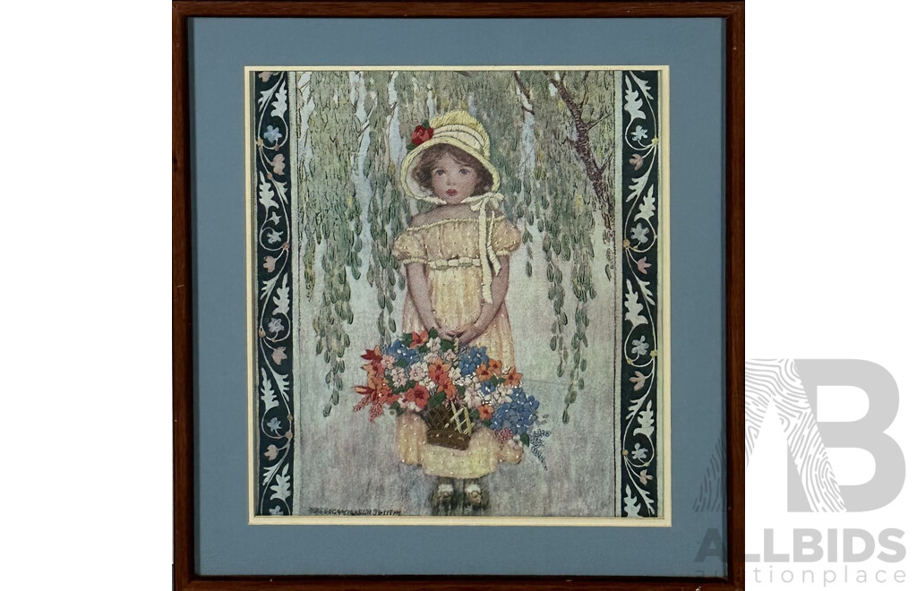 Jessie Wilcox Smith, Posy, Needlepoint on Fabric, 53 X 49 cm (frame)